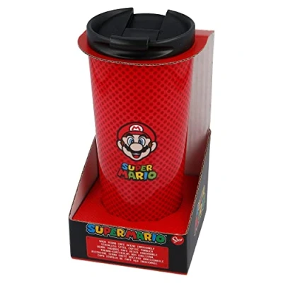 Imagen de Stor8412497003822Aislado Acero Inoxidable Térmica Café Vaso, 425 ml Capacidad, Super Mario