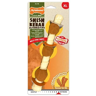 Imagen de Nylabone Juguete masticable en Forma de Hueso para la higiene Dental Perros con mordida agresiva 247.5 g