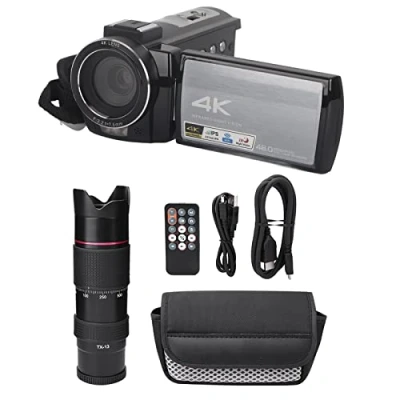 Imagen de Tangxi cámara HDR AE8 DV, de Video Digital 4K HD WiFi Pantalla Videocámara con Zoom Inteligente 16X Disparo visión Nocturna por Infra(Cámara teleobjetivo)