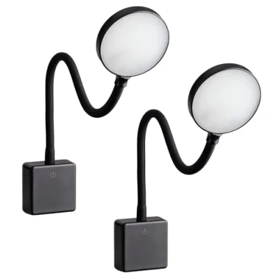 Imagen de SEBSON® 2x Lampara Enchufe Pared LED Blanca, Luz Lectura Regulable, Nocturna Flexible, 4W blanca neutra 4000K, Aplique de Noche