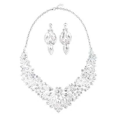 Imagen de KONFEN Conjunto de Joyas Boda, Juegos Mujer, Cristal Pendientes y Collar Novia Set joyeria Colgante Regalo para Boda Mujeres Niñas (Morado)