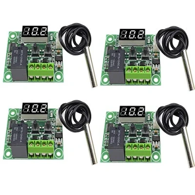 Imagen de Aideepen Termostato Digital LED (12 V, W12O9, 4 Unidades), Color Rojo
