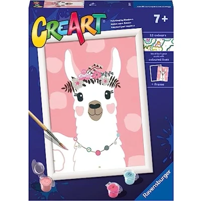 Imagen de Ravensburger CreArt Serie D: Llama, Kit para Pintar por Números, Contiene una Tabla Preimpresa, un Pincel, Colores y Accesorios, Juego Creativo Niños Niñas 7+ Años