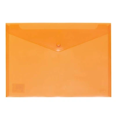 Imagen de Grafoplas Sobre de Plastico con Cierre Clic Ecoplás Tamaño Folio Color Naranja Traslúcido 33,4x23,5cm Perfecto para Documentos Escolares, Domésticos y Oficina A4