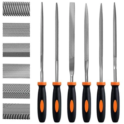 Imagen de 6 Pcs Juego de limas y escofinas,Preciva multiusos en acero con alto contenido carbono incluye lima plana,triángulo,semirredondas,redondas,para metal,madera etc
