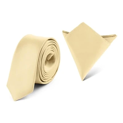 Imagen de Ladeheid Set de Corbata Estrecha y Pañuelo Hombre SP/P (150cm x 5cm, 22cm 22cm, Crudo)