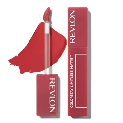 Imagen de Revlon ColorStay Limitless Matte, Pintalabios Mate de larga duración, Fórmula Vegana, No Budge Ligera/Cómoda, Resistente al Agua, 011 Fire Off, 5ml