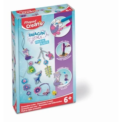 Imagen de Maped Set de Manualidades para Niños Imagin Style Plástico Mágico A Partir 6 Años Crear Accesorios Moda Incluye 19 Diseños, Montar y 12 Lápices Colores