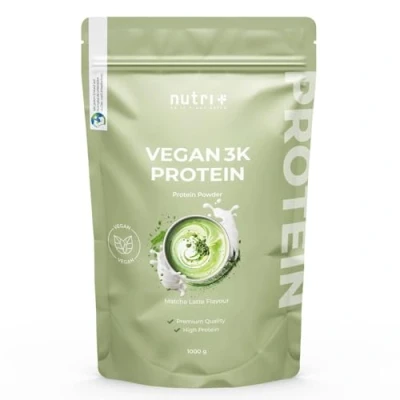 Imagen de Nutri + Proteína vegana en Polvo Matcha Latte 1 kg 80% 3k Protein Powder Mezcla de Proteínas sin Leche y Lactosa 1000g