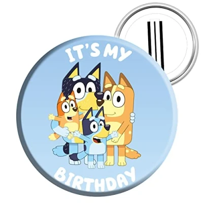 Imagen de amscan Insignia de fiesta con licencia oficial Bluey It&#039;s My Birthday, 6 cm, multicolor, Talla única (9915648)