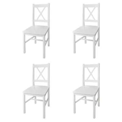Imagen de vidaXL 4 sillas de Comedor Hechas Madera Pino, Colores Blanco y Natural
