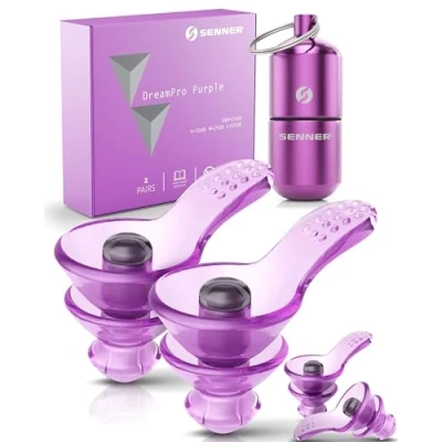 Imagen de Senner ® DreamPro Tapones para dormir tranquilamente Protección auditiva en entornos ruidosos, de lado (SNR 29dB) Anti ronquidos Hipoalergénicos, 2 tamaños, Estuche aluminio