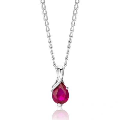 Imagen de MIORE Cadena de Oro Blanco 9K (375) con Rubí Rojo sintético para Mujer