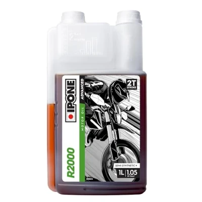 Imagen de IPONE Aceite Motor Moto 2 Tiempos R2000RS Semisintético con Ésteres Lubricante Alto rendimiento Envase Dosificador 1 Litro Fresa