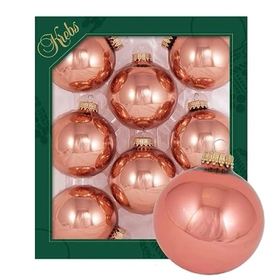 Imagen de Krebs Glas Lauscha Adornos para árbol de Navidad/bolas Navidad Caja con 8 bolas cristal brillantes color cobre en un tamaño 7 cm