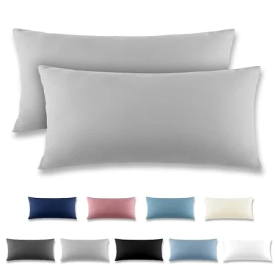 Imagen de REDKEY Funda Almohada Juego de 2 Fundas Almohadas 40x80 cm, con Cremallera Oculta, Transpirable Suave Antiarrugas Microfibra Gris Claro