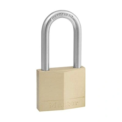Imagen de Master Lock 140EURDLF Candado de Ancho con Cuerpo Latón Macizo arco Mediano, Dorado, 7.6 x 4 1.3 cm
