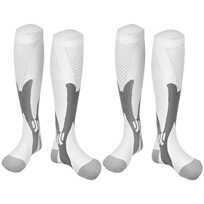 Imagen de Odtmger Calcetines de Compresión Mujeres y Hombres (2 Pares) Medias 20 30 mmHg Soporte Rodilla para Correr, Atletismo, Viajes