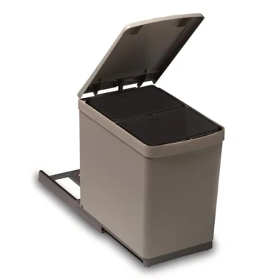 Imagen de Victory Traditionline Cubo de basura empotrable (15 L, 2 compartimentos, automático), color gris