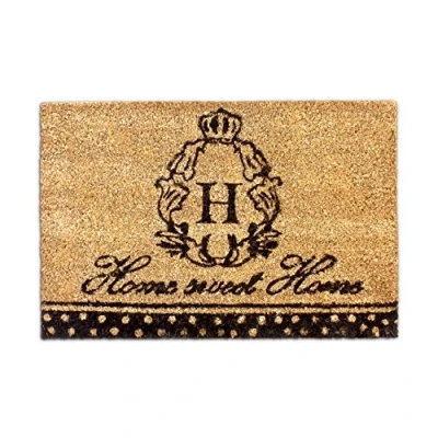 Imagen de Relaxdays Felpudo Sweet Home, Alfombrilla Entrada de Coco y PVC, Alfombra 40 x 60 cm Antideslizante, Color Natural