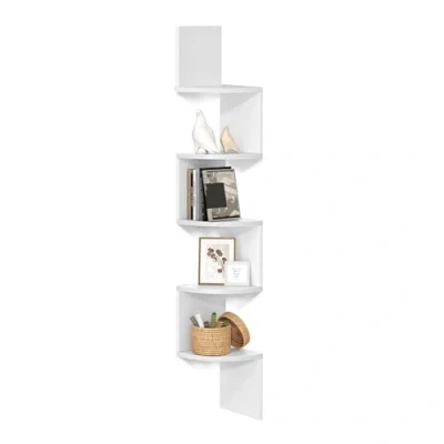 Imagen de VASAGLE EstanterÍa de Esquina en Pared, Esquinera 5 Niveles, Estanteria Libros, para Dormitorio, Sala Estar, BaÑo, Oficina Casa, Blanco