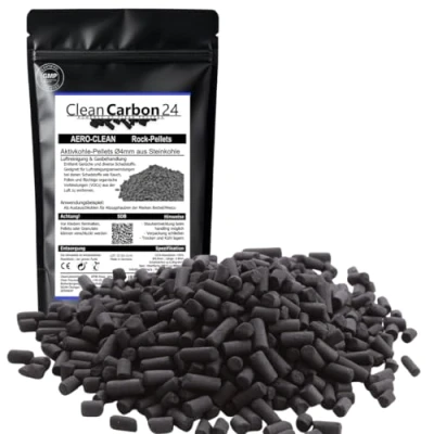 Imagen de 1 litro de pellets carbón Activo 4 mm diámetro, Piedra para la purificación del Aire (Aero Clean Rock Pellets) [Clase energética A]