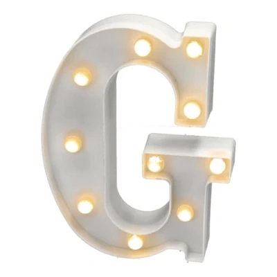 Imagen de Jandei letras led iluminadas, letra G con luz blanca cálida, luces decoración y ambiente, nocturna bodas, cumpleaños, escaparates, números (funcionan pilas)