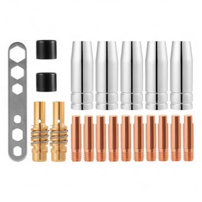 Imagen de CESFONJER 20 piezas Boquillas Puntas de contacto Soportes Soldador MIG Accesorio consumible Fit 15AK MB15 MAG Co2 Antorcha soldadura