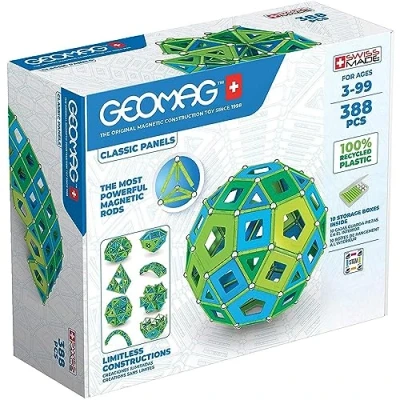 Imagen de Geomag Classic Masterbox, Juego de Bloques Construcción Magnéticos para Niños, Juguete Magnético, Colección Verde Plástico 100% Reciclado, Edad 3 99 Años, 388 Piezas