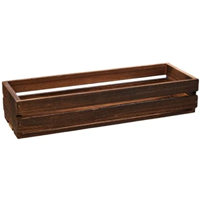 Imagen de Caja de madera con acabado rústico (NEV TR220), la marca Genware, en color oscuro, 34 cm x 12 7