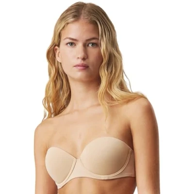 Imagen de Calvin Klein Sujetador sin Tirantes Mujer Push Up, Beige (Bare), 70B