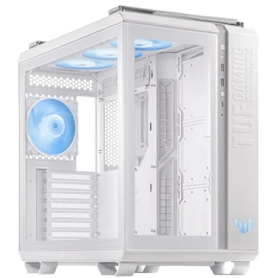 Imagen de ASUS TUF Gaming GT502 Plus White Chasis ATX (diseño de Doble cámara, Zonas refrigeración Independientes, Paneles Laterales sin Herramientas, USB 3.2 Gen 2 Tipo C, Ventiladores ARGB)