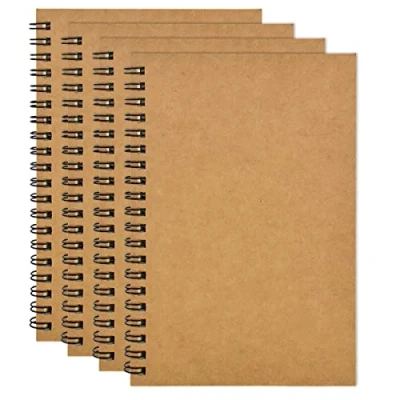 Imagen de 4pcs Cuadernos de Bocetos A5, Encuadernado en Espiral Cuaderno Dibujo, 100 Páginas Bloc Dibujo Pequeño, Portada Kraft Notas Blanco para Dibujar (Cubierta Marrón)