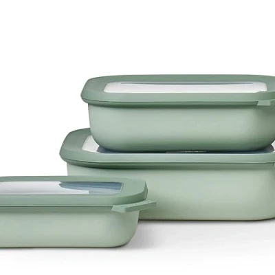 Imagen de Mepal Multi Bowl Cirqula Rectengular 3 Partes Caja de Almacenamiento Alimentos con Tapa Hermética para Nevera y Microondas 500 ml, 1000 ml &amp; 2000 Nordic Sage