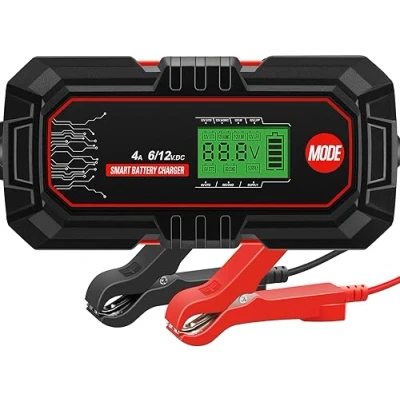 Imagen de Sailnovo Cargador Baterias Coches Moto 6V/12V 4A Inteligente Completamente Automático con Pantalla Táctil LCD y Múltiples Protecciones para Plomo ácido/AGM/Gel/EFB en Coche ATV RV Barco