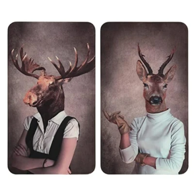 Imagen de WENKO cubiertas de cocina universal «Humanisation Female», juego 2 para todo tipo cocinas, vidrio templado, 30 x 52 cm, multicolor