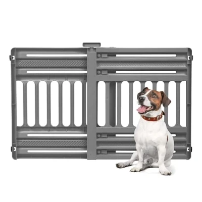 Imagen de Iris Ohyama, Puerta de Seguridad para Perros, Barrera Escalera a presión, A61 x A64 cm, Extensible hasta 1m, No Requiere perforación, Interiores, Pasillo, Cocina, PBR 600, Plástico (PP) Gris