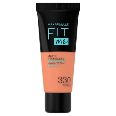 Imagen de Maybelline New York, Base de Maquillaje que Calca a tu Tono Fit me! Mate y Afinaporos, Color: 330 Toffee