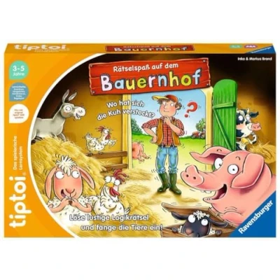 Imagen de Ravensburger tiptoi Spiel 00125 Rätselspaß auf dem Bauernhof Lernspiel ab 3 Jahren, lehrreiches Logikspiel für Jungen und Mädchen, 1 4 Spieler: Löse lustige Logik Rätsel fange die Tiere ein!