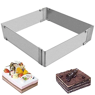 Imagen de Molde Rectangular Tarta Mousse,Molde Pastel Mousse Ajustable,Anillo Cuadrado Hornear,Molde Acero Inoxidable,Se Utiliza Para Hacer Tartas Cuadradas,Tartas De Mousse,Tiramisú (15 27,5 cm)