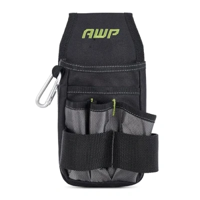 Imagen de AWP L 804 1 Bolsa organizadora de herramientas 7 bolsillos y bucles para organización Accesorio clip cinturón metal resistente, negro gris
