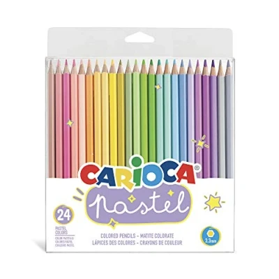 Imagen de CARIOCA Lápices PASTEL Set de Colores hexagonales, Madera con Mina Resistente, para NIños y Adultos, Surtidos 24 Uds