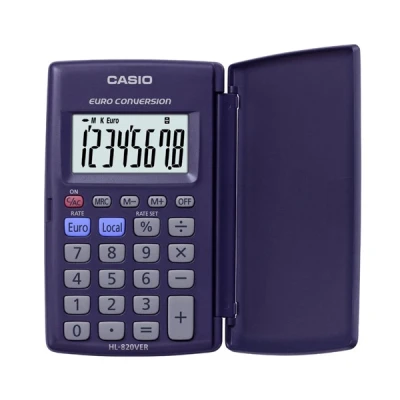 Imagen de Casio HL 820VER, calculadora de Bolsillo 8 dígitos con conversión Europea, Azul
