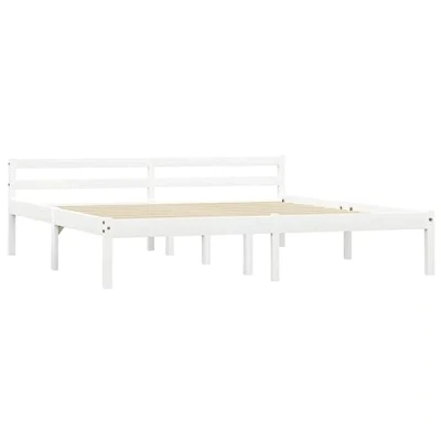 Imagen de vidaXL Estructura Cama Somier Mobiliario Hogar Interior Elegante Práctica Moderna Duradera Resistente Robusta Blanca 160x200cm Madera Maciza Pino