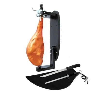 Imagen de BlendNature Jamonero Profesional de Pared Giratorio 360 Grados Modelo Elegant Ideal para Cocinas Bodegas Tiendas Restaurantes Incluye Cubre Jamon + Cuchillo Corte y Chaira