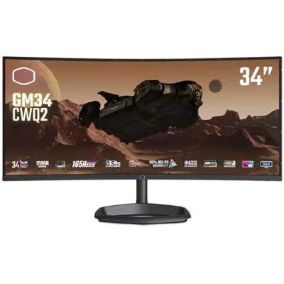 Imagen de Cooler Master GM34 CWQ2 Monitor Curvado para Juegos de 34 Pulgadas 1500R UWQHD (3440 x 1440), 165Hz, 0.5ms MPRT, Panel VA, FreeSync Premium, 95% DCI P3 Quantum Dot, HDR 400, Soporte 3 vías, DP