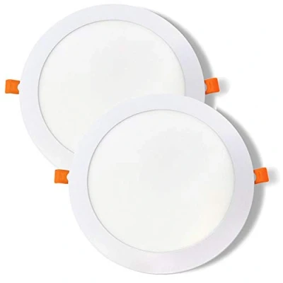 Imagen de FactorLED ¡OFERTA! Pack x2 Placa LED Circular 20w Slim 2000 Lm, Downlight Panel Redondo, Blanca Empotrable, Extraplano, Iluminación de interior, Corte Techo Φ205mm (Luz Cálida (3000K))