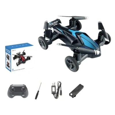 Imagen de EMEBAY Drone RC/Coche Radiocontrolado Bi modo Tierra Aire 2.4G H103, 2 en 1 Quadcopters UAV Helicóptero RC terrestre y aéreo sin cabeza despegue aterrizaje de un toque regalo juguete