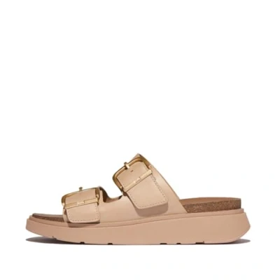 Imagen de Fitflop Gen FF Buckle Two Bar Leather Slides, Sandalias deslizantes Mujer, Beige, 38 EU