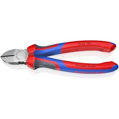 Imagen de Knipex Alicate de corte diagonal negro atramentado, con fundas multicomponentes 180 mm (cartulina autoservicio/blíster) 70 02 SB